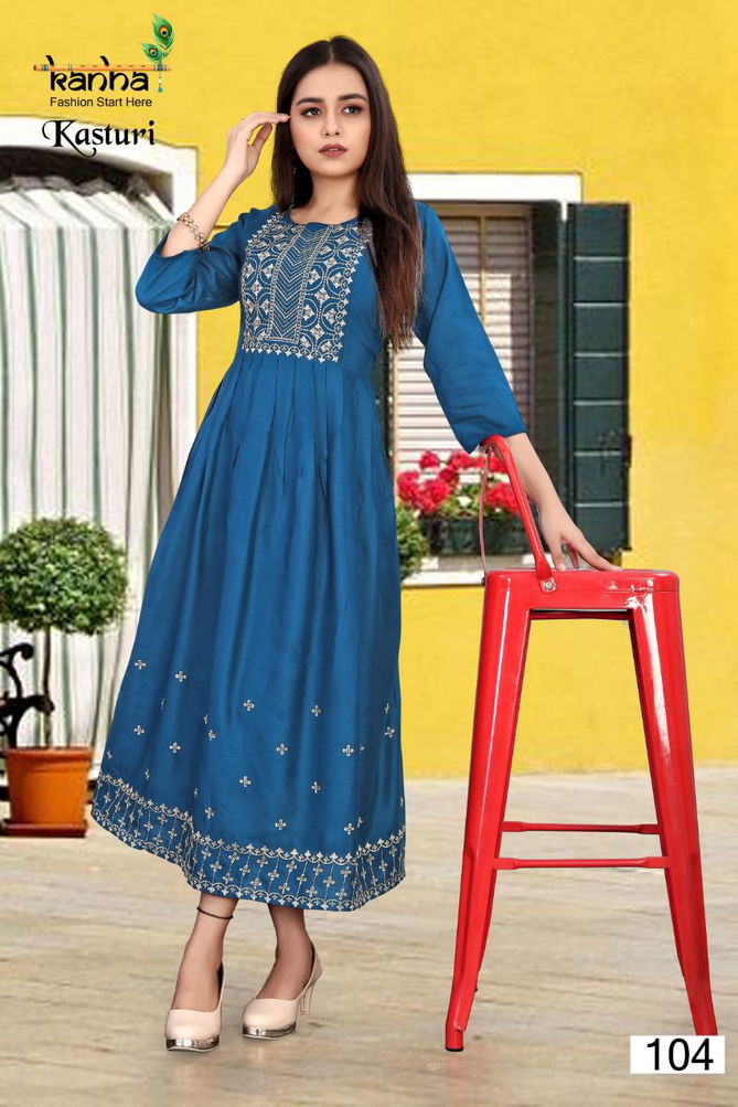 Kanha Kasturi Designer Feavy Festive Wear Rayon Latest Long Kurti Collection